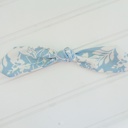  Hair Bow Clip - White Floral on Blue