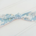  Hair Bow Clip - White Floral on Blue