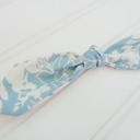  Hair Bow Clip - White Floral on Blue