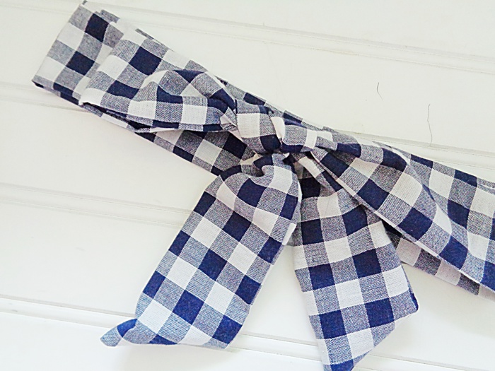 Knotted Headband - Navy Gingham