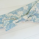  Knotted Headband - White Floral on Blue
