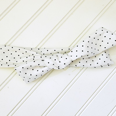 Knotted Headband - Black Dots on White