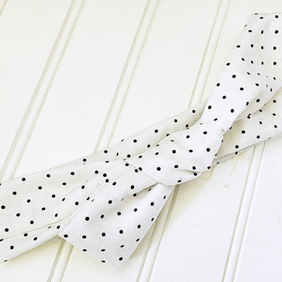 Knotted Headband - Black Dots on White