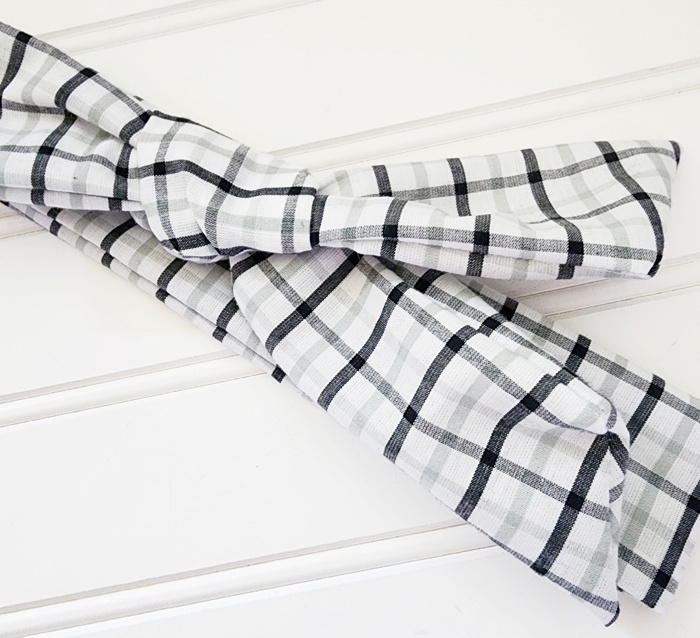 Knotted Headband - Black and Gray Plaid