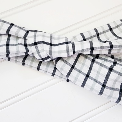 Knotted Headband - Black and Gray Plaid