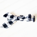  Knotted Headband - Black and White Buffalo Plaid