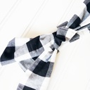  Knotted Headband - Black and White Buffalo Plaid