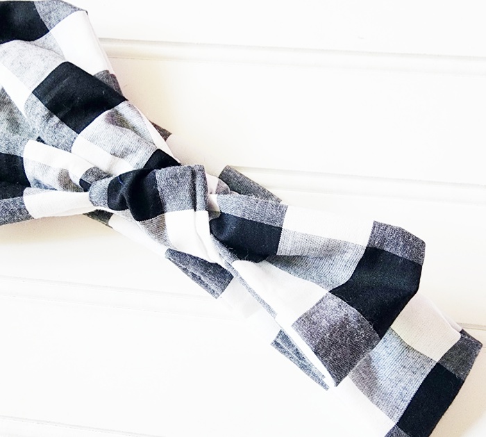 Knotted Headband - Black and White Buffalo Plaid