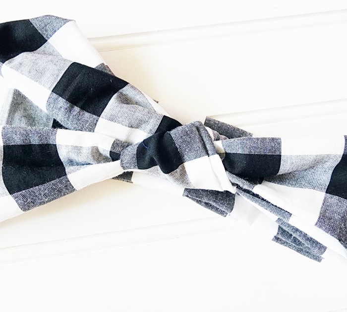 Knotted Headband - Black and White Buffalo Plaid