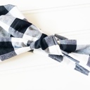  Knotted Headband - Black and White Buffalo Plaid