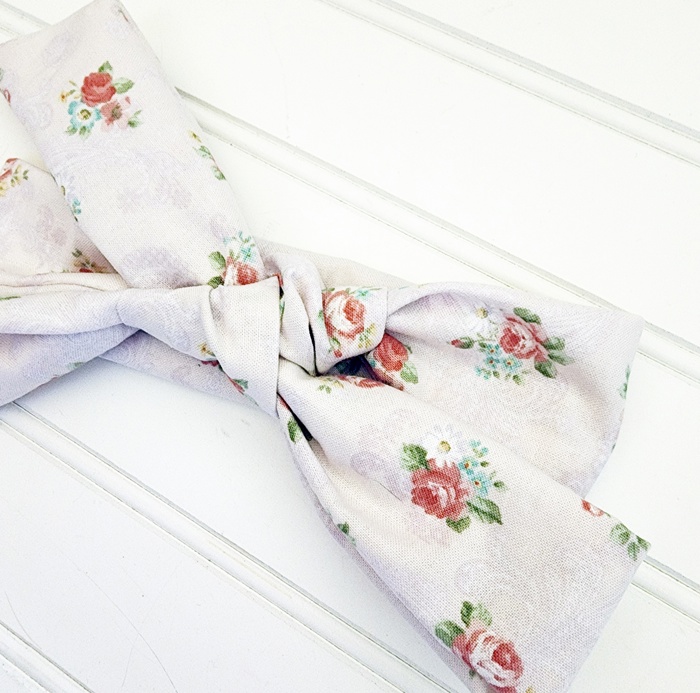 Knotted Headband - Bouquets on Pink