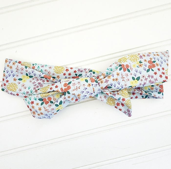 Knotted Headband - Flower Meadow on Blue
