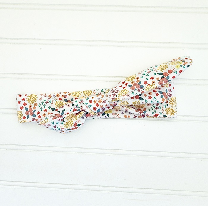 Knotted Headband - Flower Meadow on White
