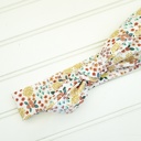  Knotted Headband - Flower Meadow on White