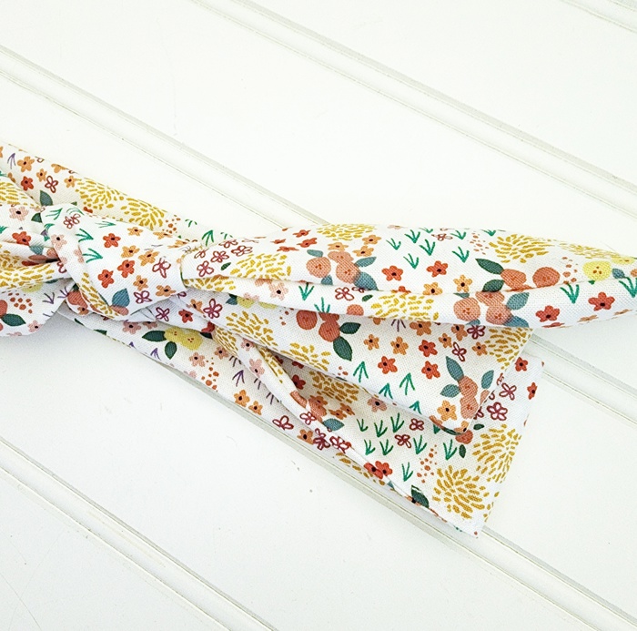 Knotted Headband - Flower Meadow on White
