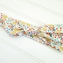  Knotted Headband - Flower Meadow on White