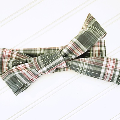Knotted Headband - Gray White and Pink Plaid
