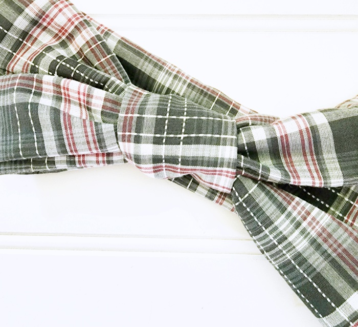 Knotted Headband - Gray White and Pink Plaid