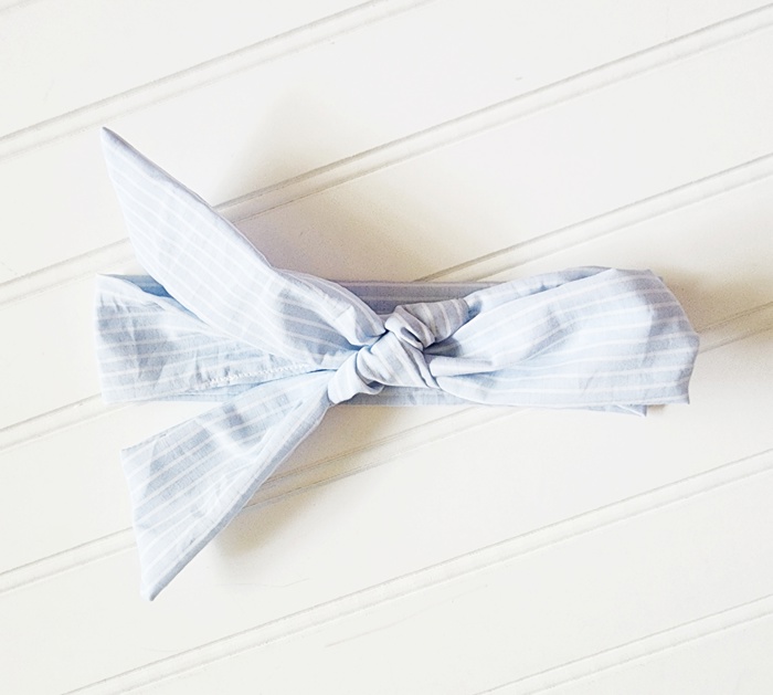 Knotted Headband - Light Blue with White Lines