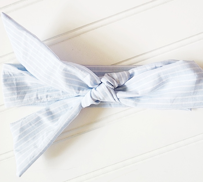 Knotted Headband - Light Blue with White Lines