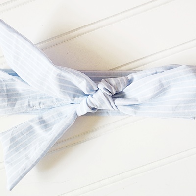 Knotted Headband - Light Blue with White Lines