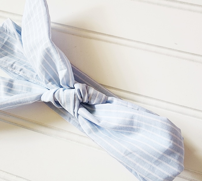 Knotted Headband - Light Blue with White Lines