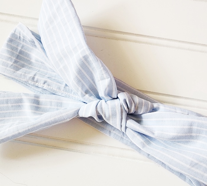 Knotted Headband - Light Blue with White Lines