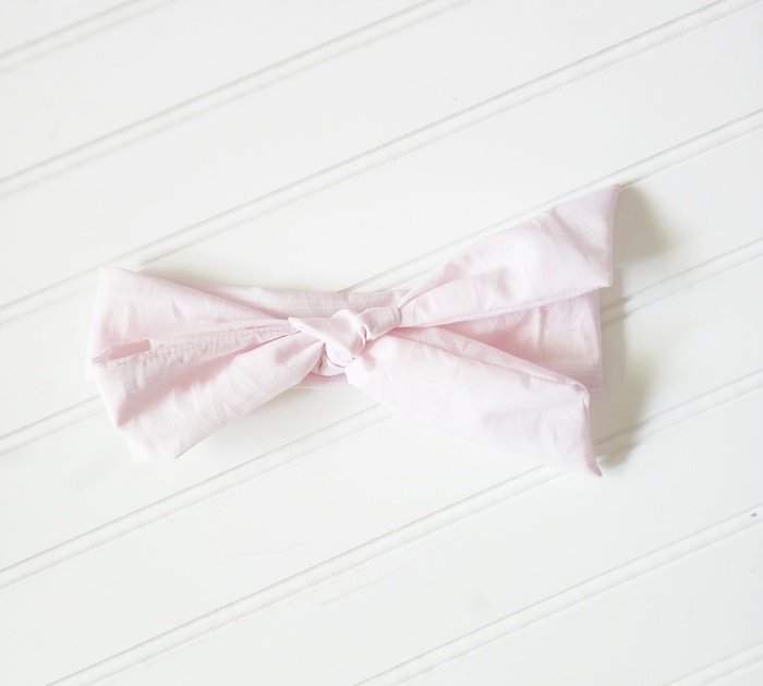 Knotted Headband - Light Pink with White Lines