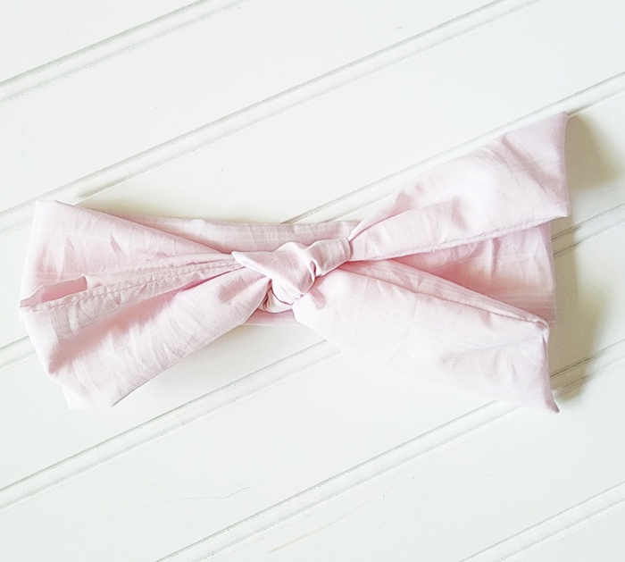 Knotted Headband - Light Pink with White Lines