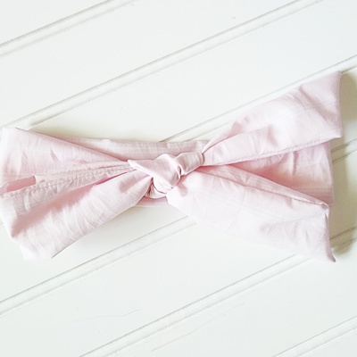 Knotted Headband - Light Pink with White Lines