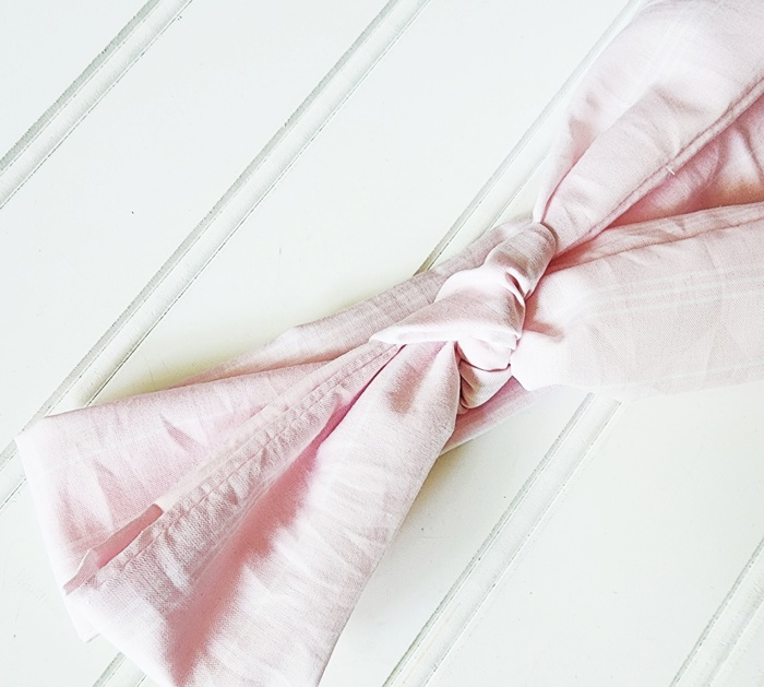 Knotted Headband - Light Pink with White Lines