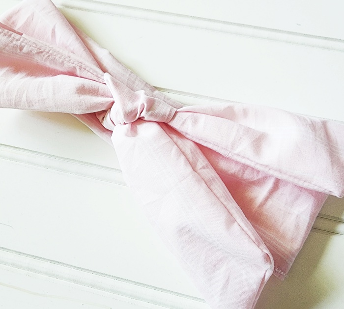 Knotted Headband - Light Pink with White Lines