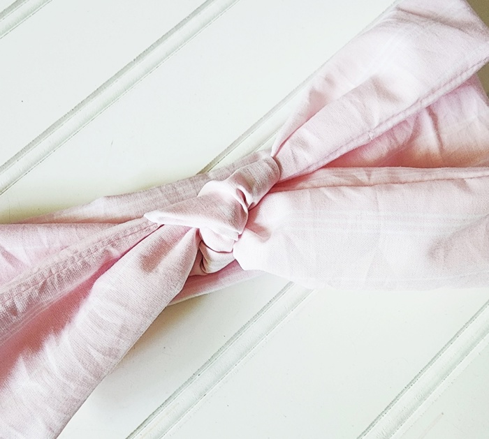 Knotted Headband - Light Pink with White Lines