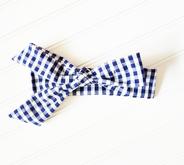 Knotted Headband - Navy and White Gingham