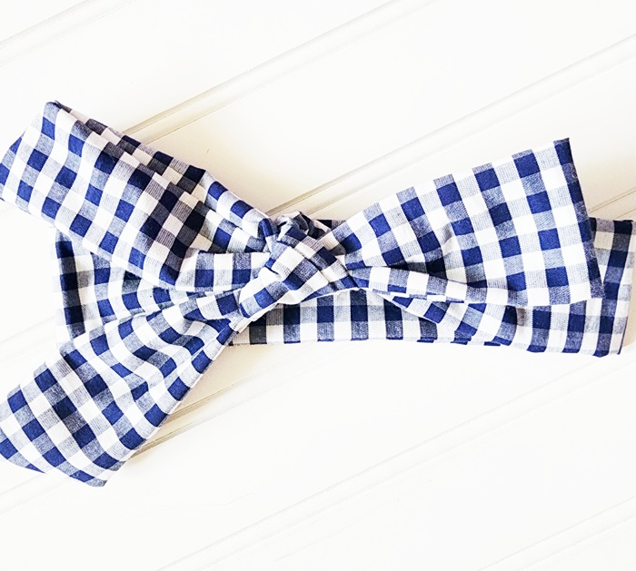 Knotted Headband - Navy and White Gingham