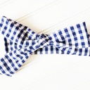  Knotted Headband - Navy and White Gingham