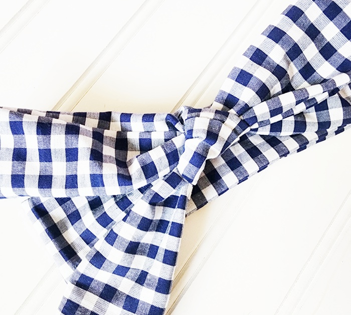 Knotted Headband - Navy and White Gingham