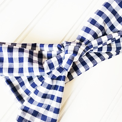 Knotted Headband - Navy Gingham