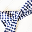  Knotted Headband - Navy and White Gingham