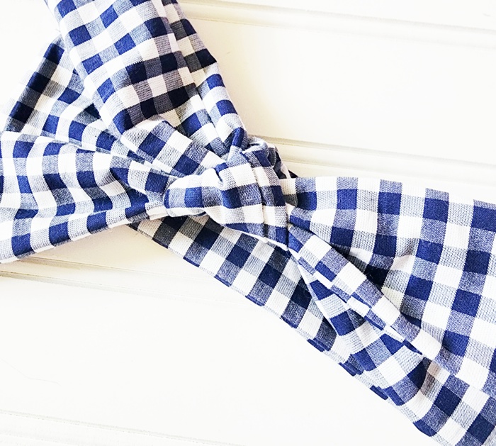 Knotted Headband - Navy and White Gingham