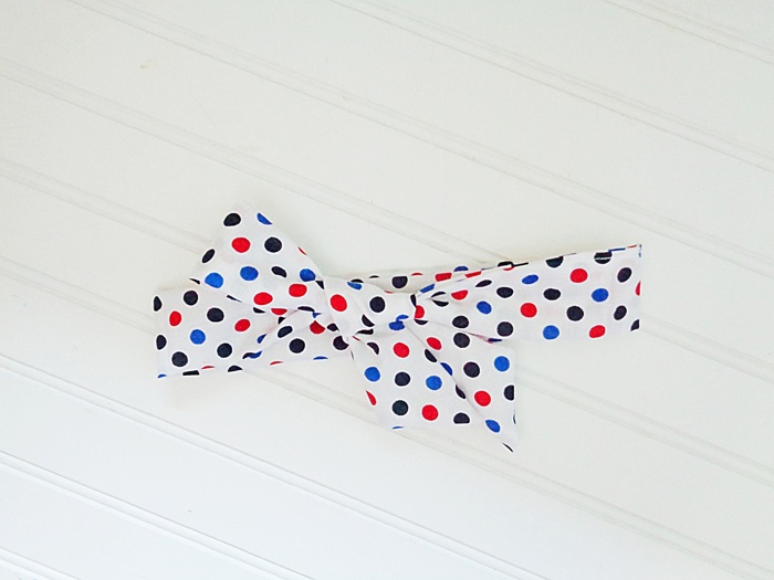Knotted Headband - Red and Blue Dots on White
