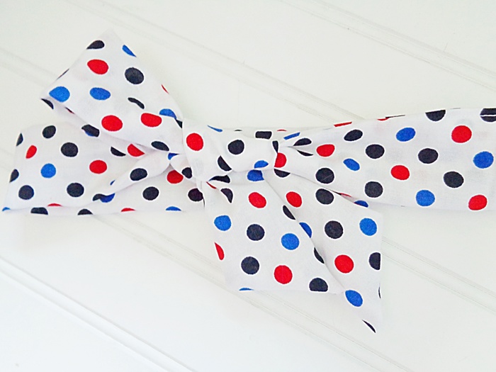 Knotted Headband - Red and Blue Dots on White