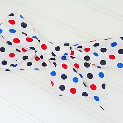Knotted Headband - Red and Blue Dots on White