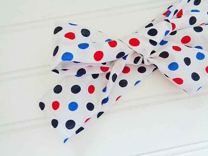 Knotted Headband - Red and Blue Dots on White