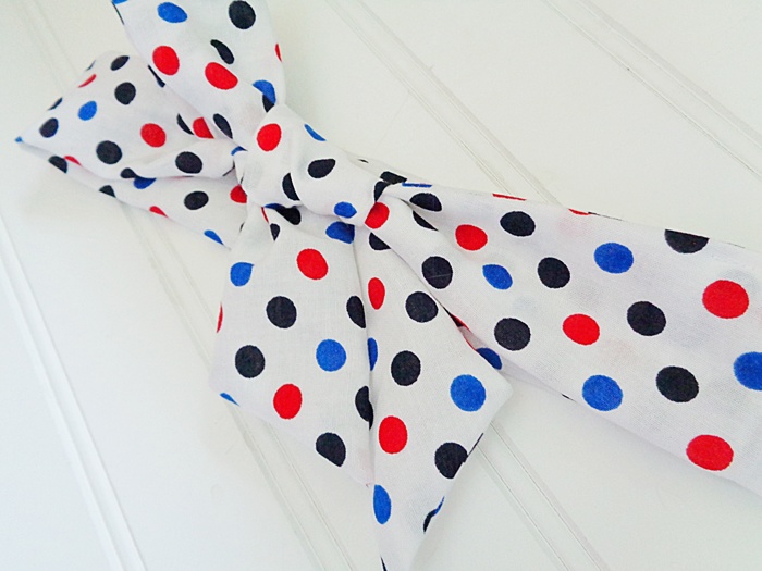 Knotted Headband - Red and Blue Dots on White