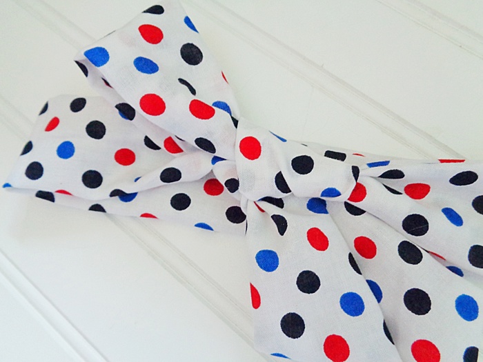Knotted Headband - Red and Blue Dots on White