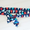  Knotted Headband - Triangles on Navy