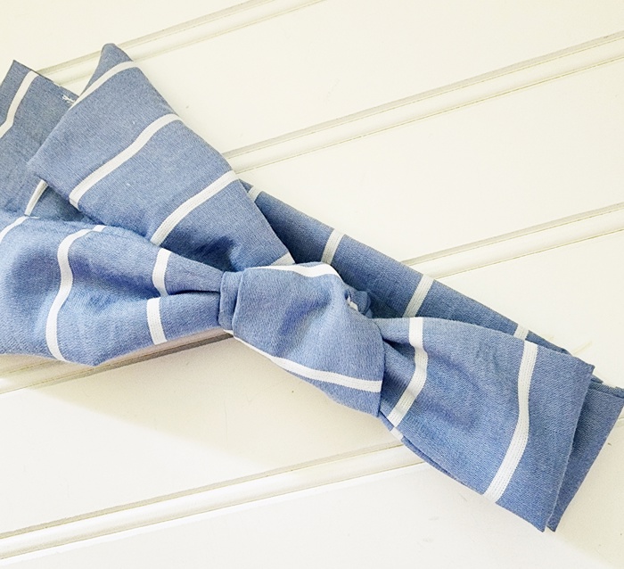 Knotted Headband - White Stripes on Blue