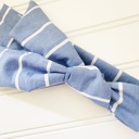  Knotted Headband - White Stripes on Blue
