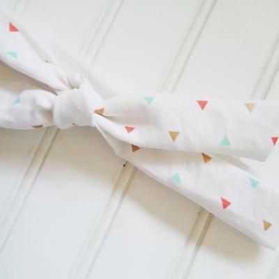 Skinny Headband - Aqua, Gold and Coral Triangles